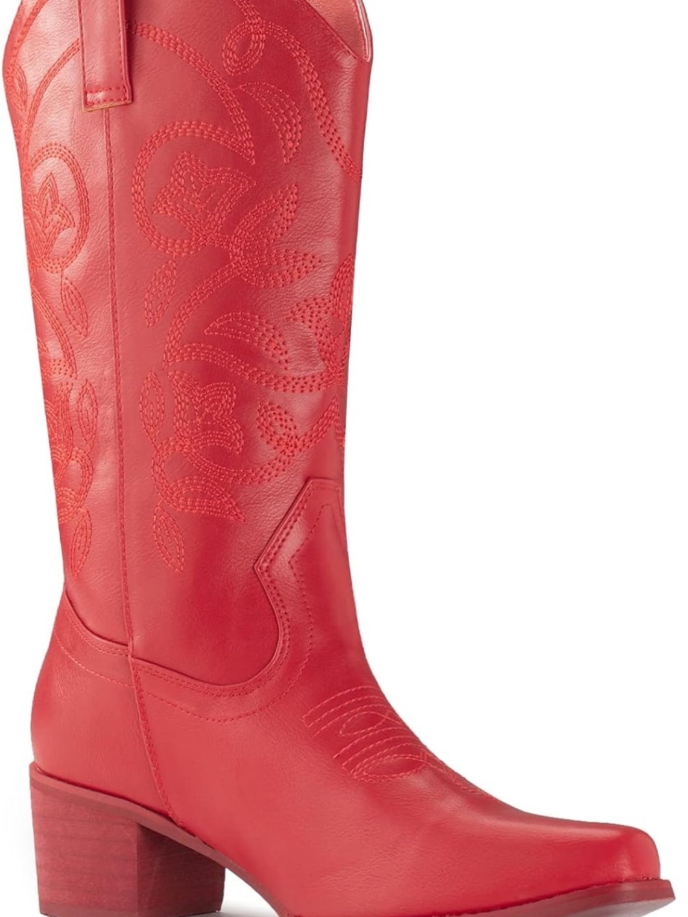 Women's Red Western Mid Calf Cowgirl Boot